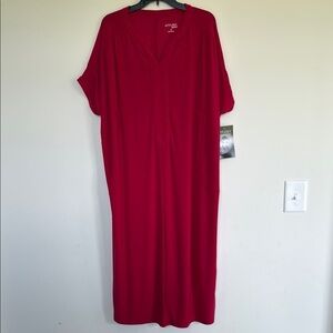 Attitudes by Renee Red Dolman Sleeve Midi Dress